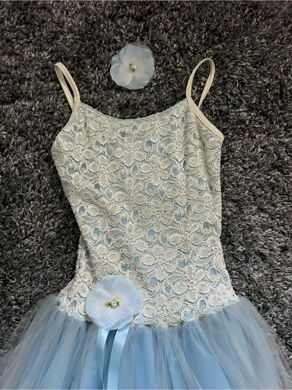 Weissman Light Blue and Ivory Tulle Floral Ballet Costume - adult small